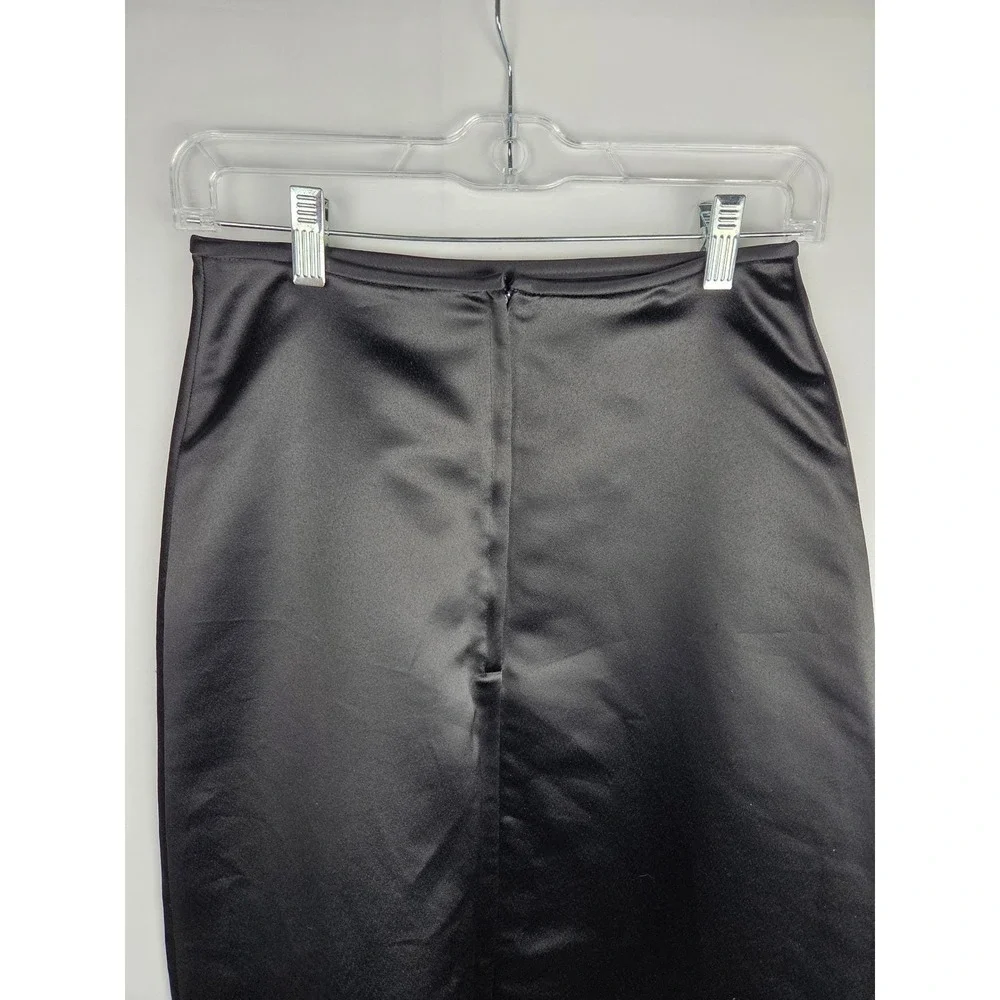 Jessica McClintock Gunne Sax Maxi Skirt 6‎ Black Satin Whimsigoth Vintage EUC!
